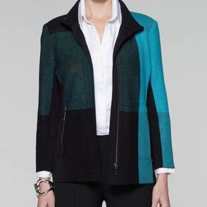 Misook Shadow Plaid Zip Jacket (XL)